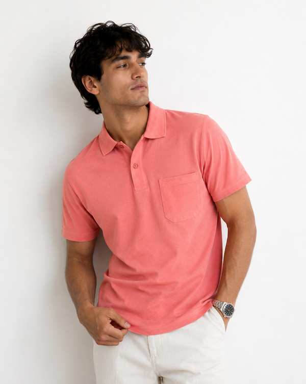Pink Solid Cotton T-Shirt with Side Pocket
