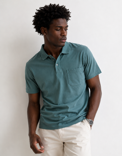Forest Green Solid Cotton T-Shirt with Side Pocket