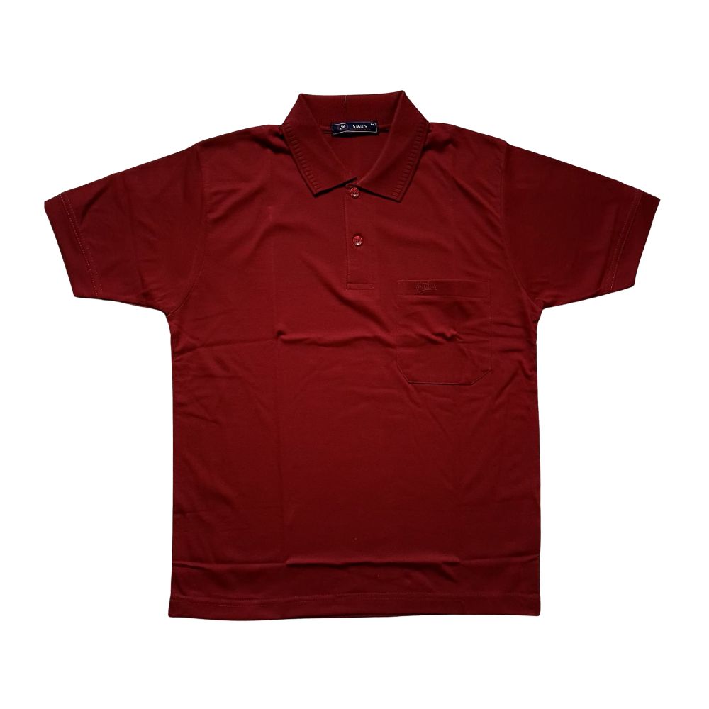 Maroon Solid Cotton T-Shirt with Side Pocket