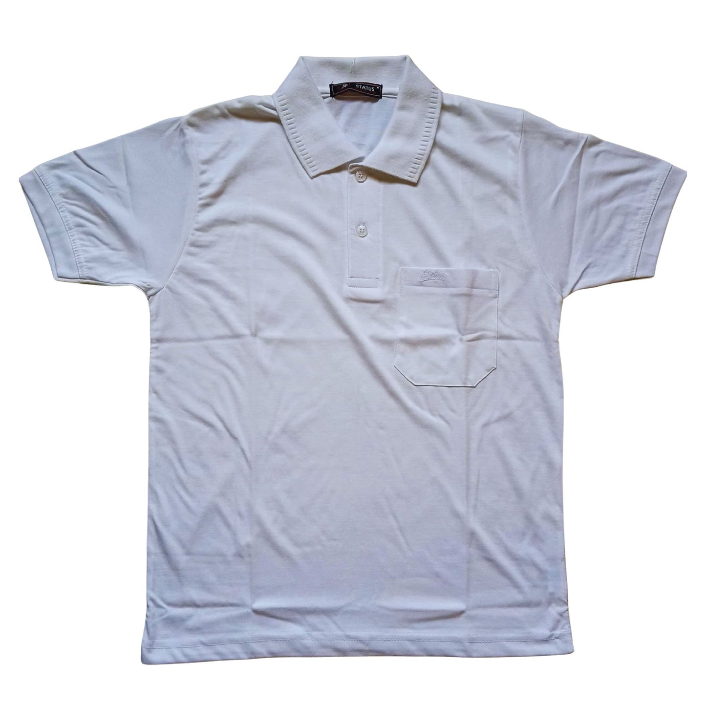 Milk White Solid Cotton T-Shirt with Side Pocket