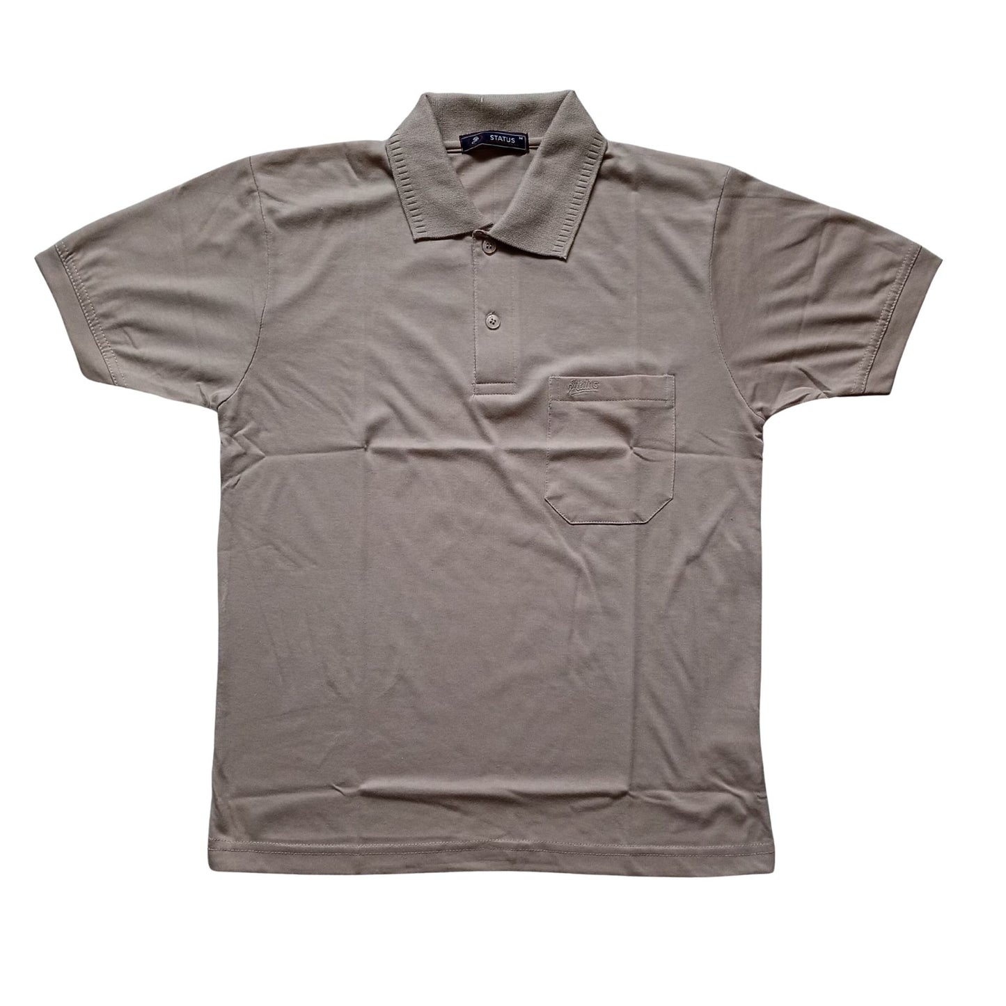 Beige Solid Cotton T-Shirt with Side Pocket