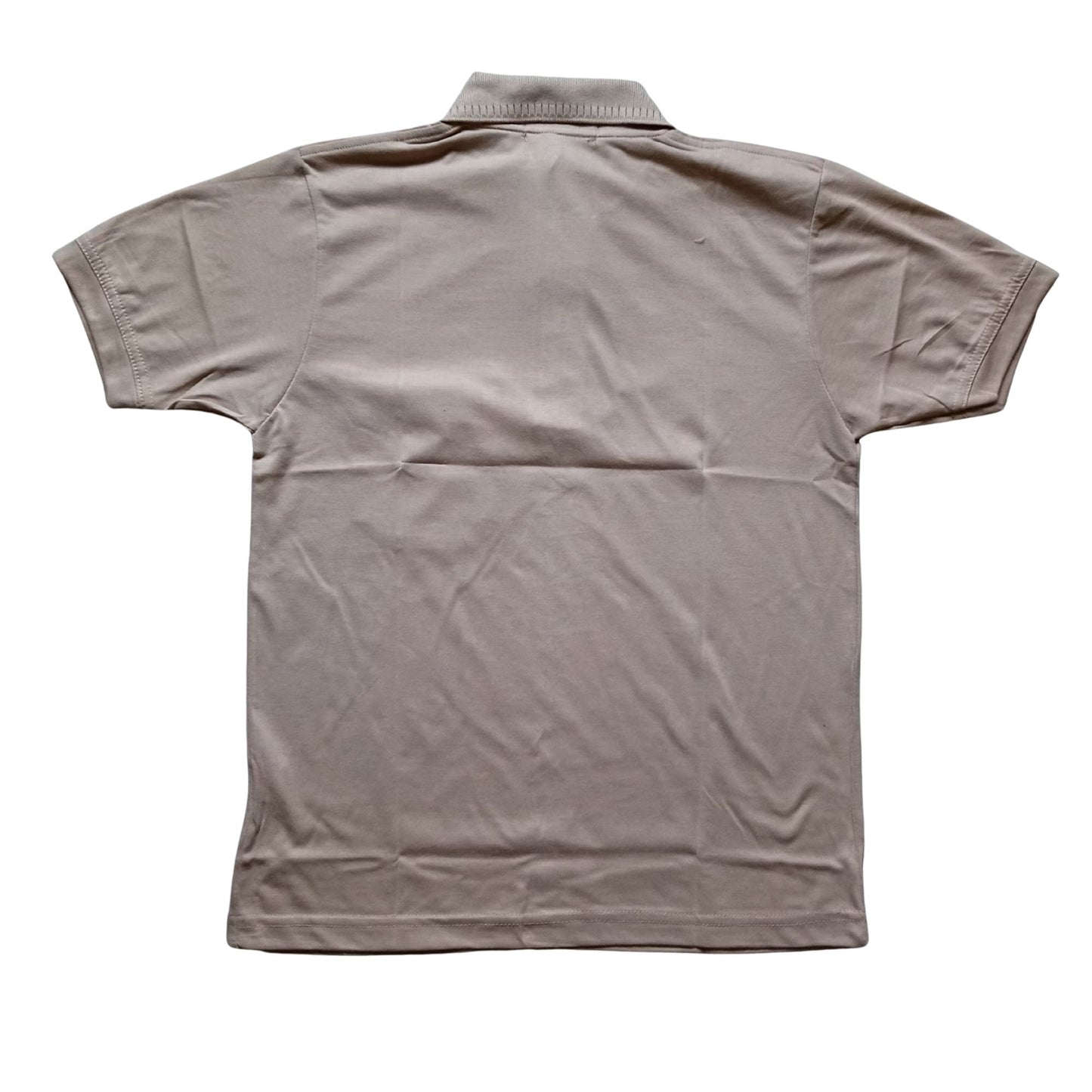 Beige Solid Cotton T-Shirt with Side Pocket