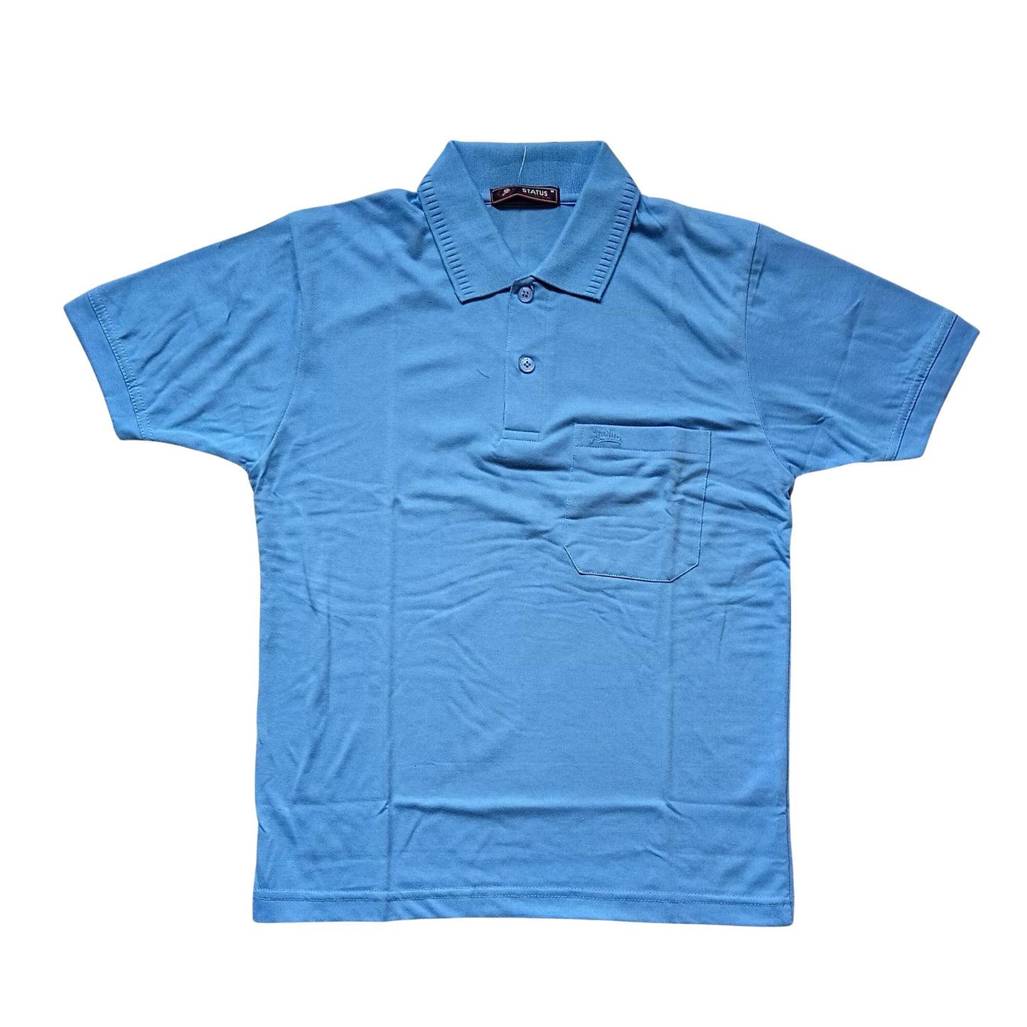 Sky blue Solid Cotton T-Shirt with Side Pocket