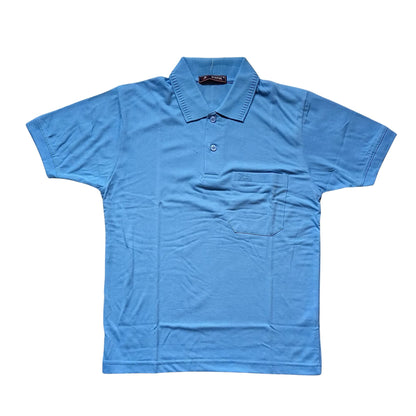 Sky blue Solid Cotton T-Shirt with Side Pocket